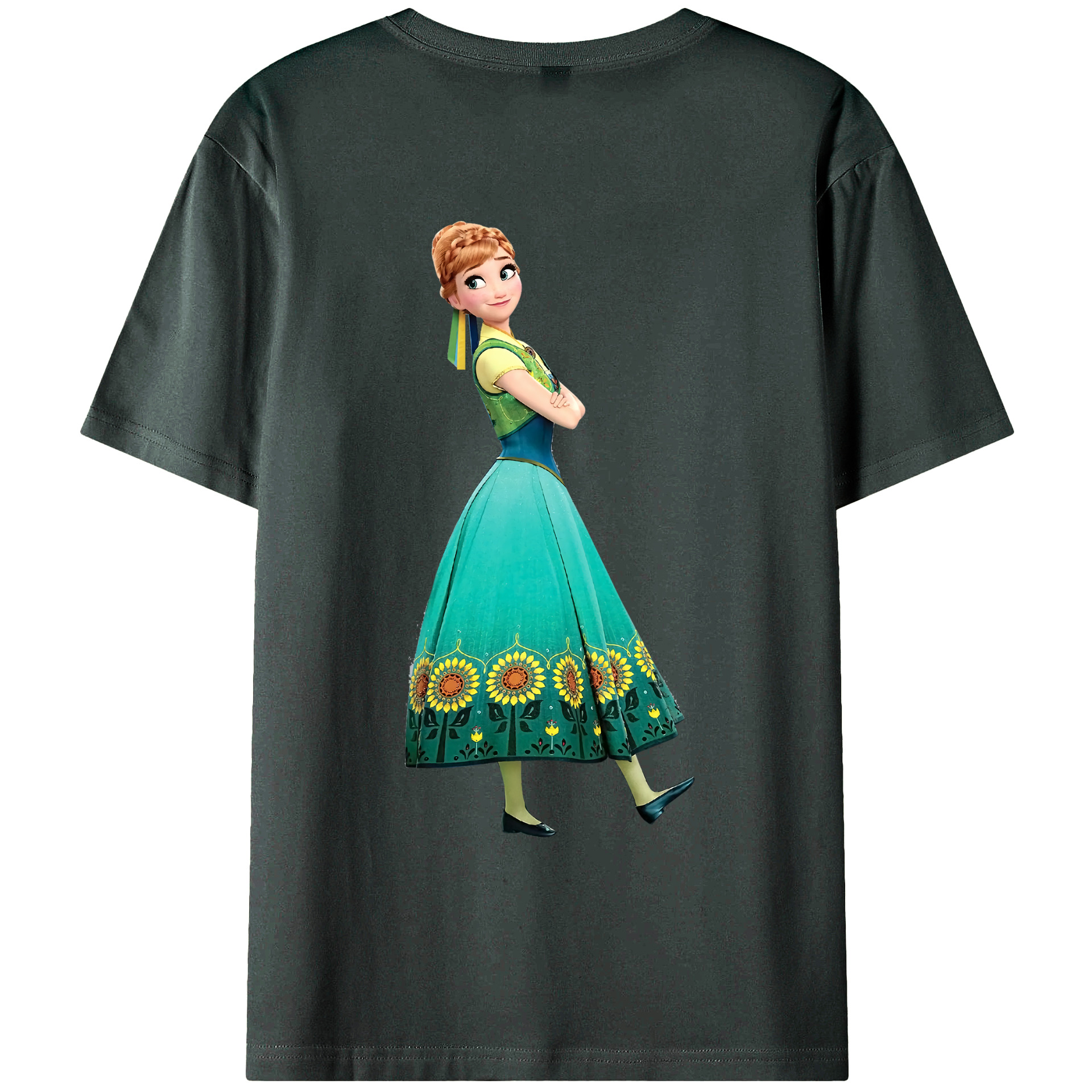 （画像用） アナと雪の女王 アンナ エルサ Frozen Anna Elsa 綿100％ メンズ半袖Tシャツ（バックプリント） 通気性